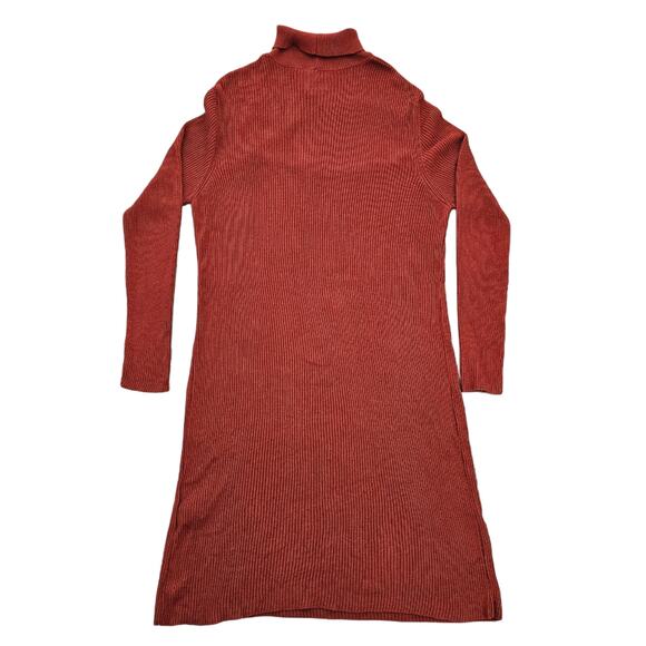 Ribbed Sweater Dress Asos Plus Size 22 Orange Knit Turtleneck Long Sleeve Cutout - Picture 8 of 9